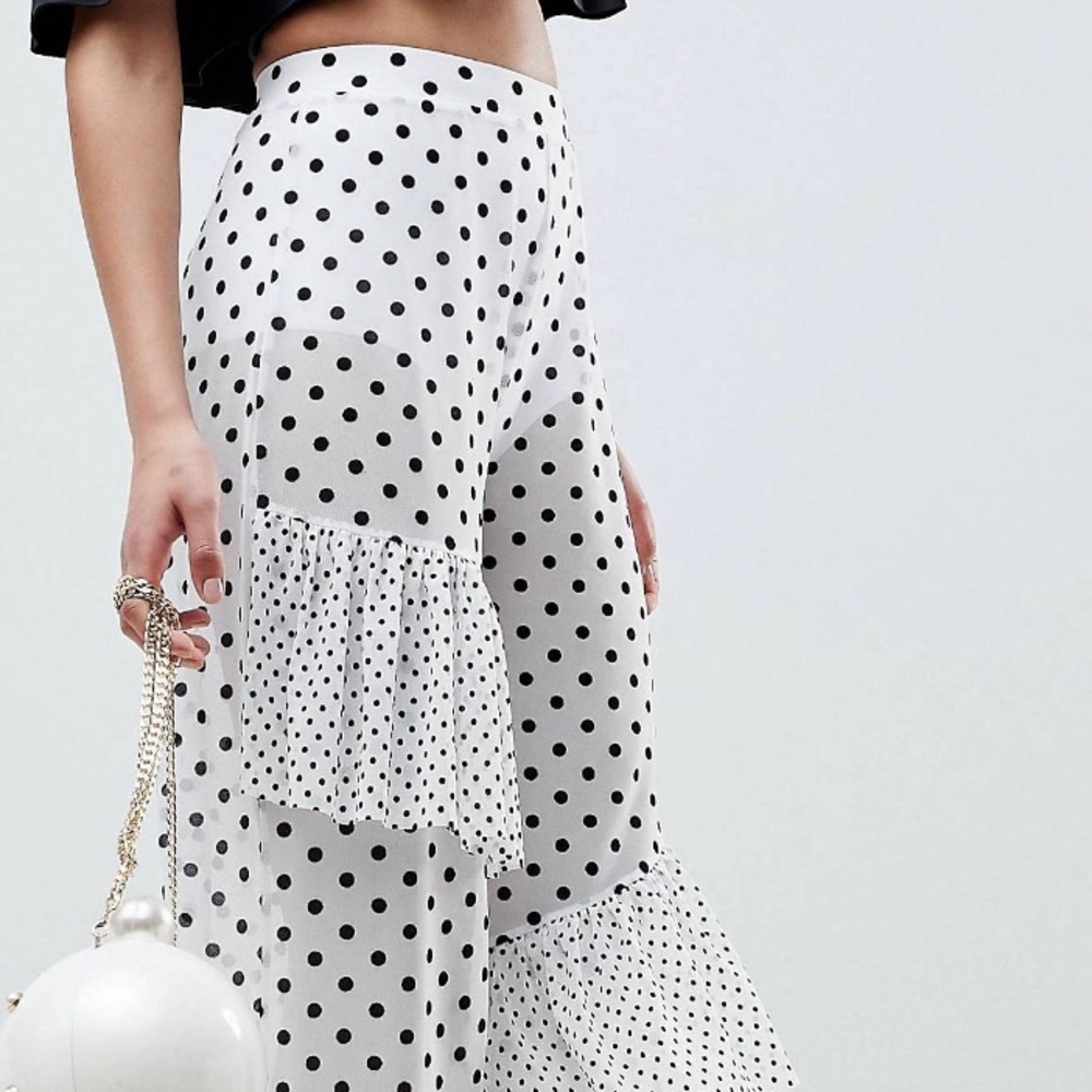 ✨ASOS Design Polka Dot Ruffle Mesh Pants US 10 - Picture 4 of 4